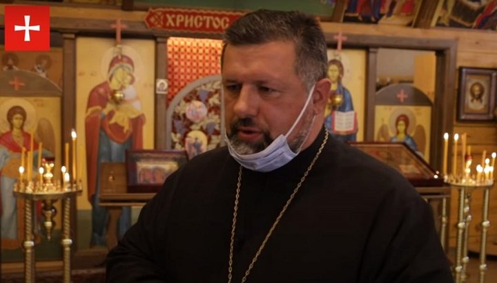 Archpriest Vyacheslav Yakovenko, head of the care sector for soldiers-internationalists and combatants at the UOC. Photo: a video screenshot from the "1Kozak" channel.