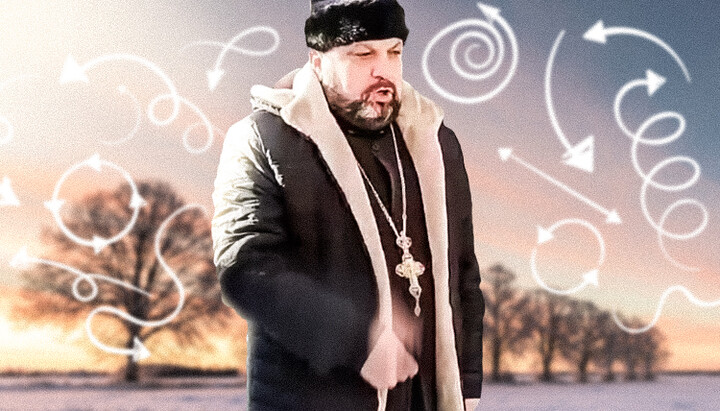 "Dean" of the OCU M. Torbakhevych instead of the sign of the cross makes parallel lines on himself. Photo: UOJ