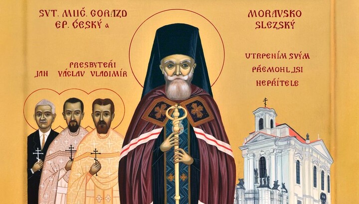 Ikona - Svatý novomučedník biskup Gorazd s druhy. Zdroj: orthodoxie.cz
