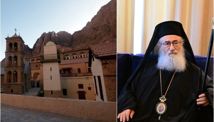 Monastýr Svaté Kateřiny na Sinaji a arcibiskup Damianos. Zdroj:Orthodoxia News Agency