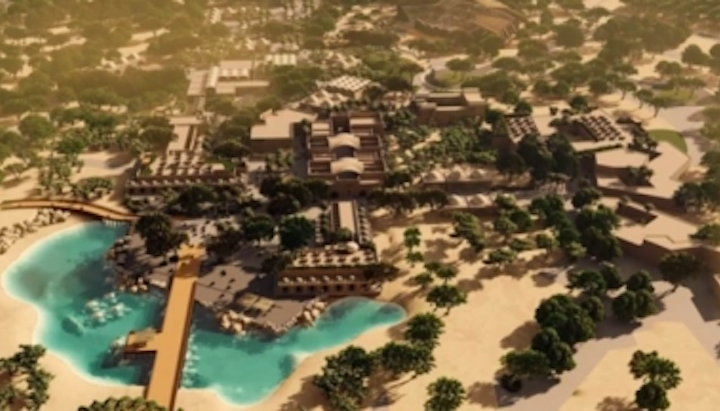 Umělecké ztvárnění navrhované Poutní vesnice v rámci Rozvojové zóny Křtu (Foto: MK Associates ve spolupráci s Mostaqbal Engineering and Environmental Consultants and Design Workshop)