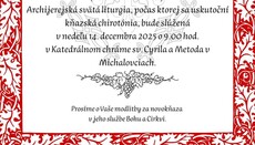 Pozvánka na presbyterskou chirotóniu protodiakona v Michalovcích