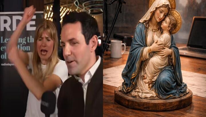 V Belgii v přímém přenosu rozbili sochu Ježíše Krista a Bohorodice