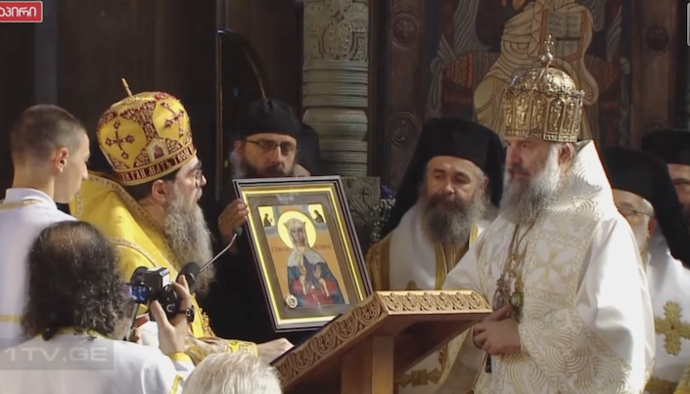 Metropolita Rastislav daroval gruzínskemu patriarchovi ikonu sv. Ľudmily