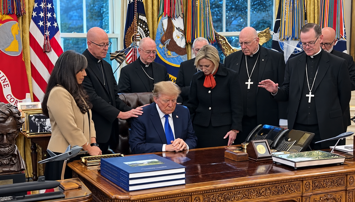 Katoličtí biskupové se modlili nad Donaldem Trumpem. Foto: Denver Catholic