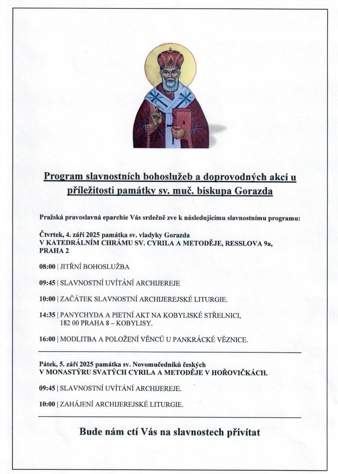 Pražská eparchie zve na oslavy památky sv. Gorazda фото 1
